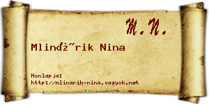 Mlinárik Nina névjegykártya